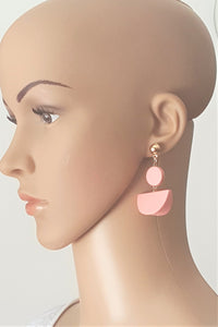 Fashion Wood Earrings Pink Gold, Wooden Dangle Drop Earrings - Urban Flair USA