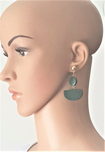 Fashion Wood Earrings Dark Green Gold, Wooden Dangle Drop Earrings - Urban Flair USA