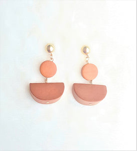 Fashion Wood Earrings Brown Wooden, Gold Dangle Drop Earrings - Urban Flair USA