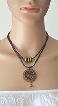 Load image into Gallery viewer, Choker Necklace Vintage with Wooden &amp; Antique Gold Pendant - Urban Flair USA