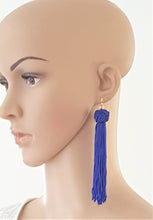 Load image into Gallery viewer, Earrings Knotted Tassel Royal Blue by UrbanFlair - Urban Flair USA