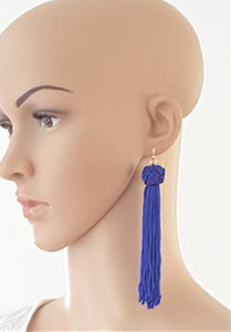 Earrings Knotted Tassel Royal Blue by UrbanFlair - Urban Flair USA