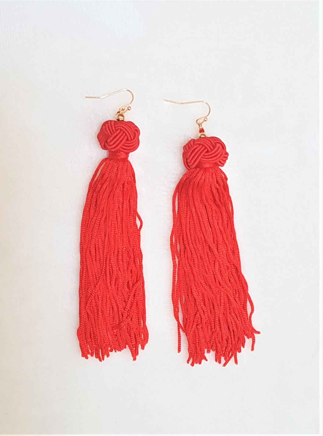 Earrings Knotted Tassel Red by UrbanFlair - Urban Flair USA