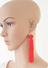 Load image into Gallery viewer, Earrings Knotted Tassel Red by UrbanFlair - Urban Flair USA