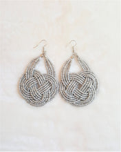 Load image into Gallery viewer, Bead Earrings Celtic Knotted Silver Gray Bead Earrings - Urban Flair USA
