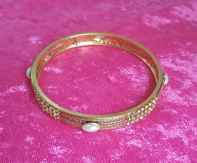 Pearl Rhinestones Bangle, Faux Pearl Rhinestone Bangle - Urban Flair USA