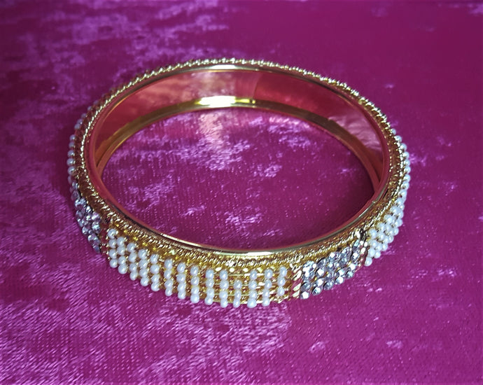 Pearl Beaded Rhinestone Bangle - Urban Flair USA