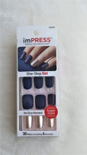 Load image into Gallery viewer, KISS imPRESS Navy Blue+Gold Accents Press-On Nails BELLS &amp; WHISTLES #75999 - Urban Flair USA