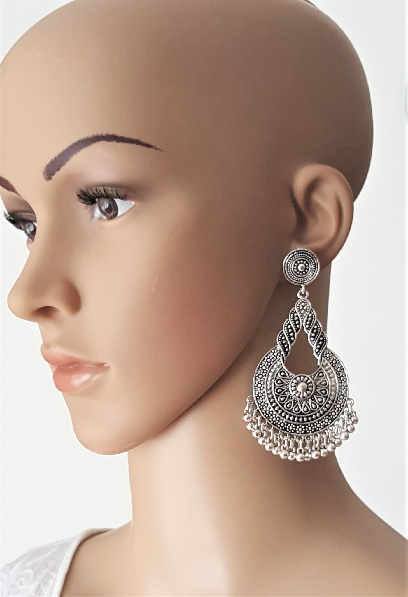 Tribal jhumka,big jhumka,kundan,south sea pearl earring,party wear ear –  Nihira