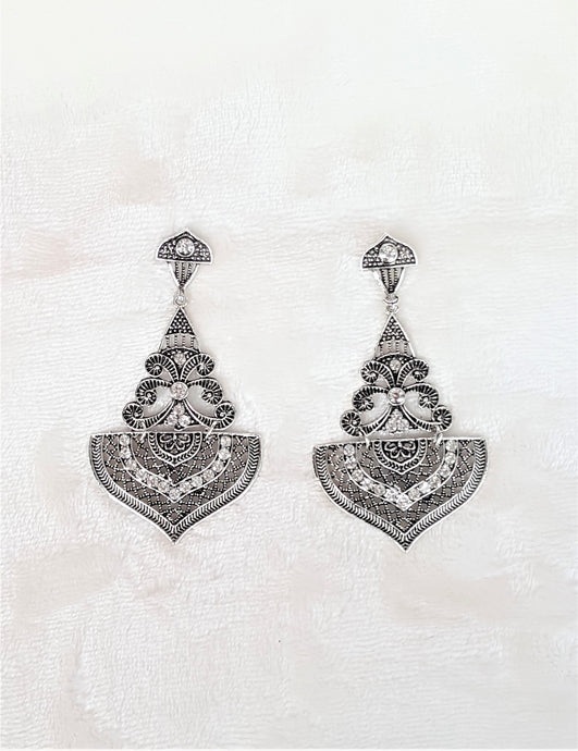 Fashion Earrings Long Big Earrings Designer Oxidized Silver Jewelry - Urban Flair USA