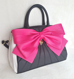 Betsey Johnson Black White Handbag - Pink Bow - Urban Flair USA