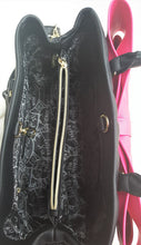 Load image into Gallery viewer, Betsey Johnson Black White Handbag - Pink Bow - Urban Flair USA