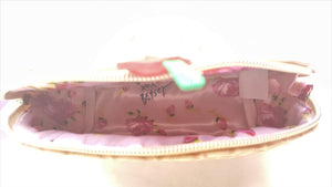 Betsey Johnson Kitsch Nylon Travel Cosmetic Case Pouch Ice cream Cherry Tan - Urban Flair USA