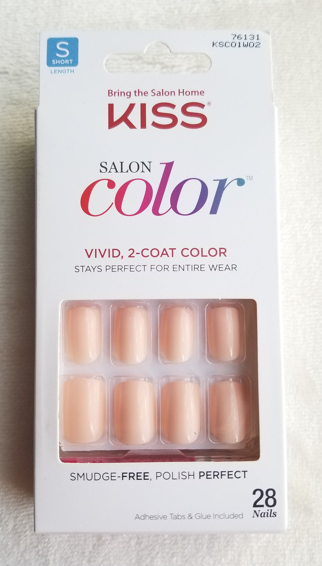 KISS SALON COLOR 28 Press-On Nails Short length VIVID 2-COAT #76131