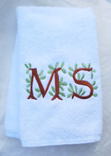 Load image into Gallery viewer, Hand Towel Embroidered White Kitchen Towel Custom Monogram Embroidered