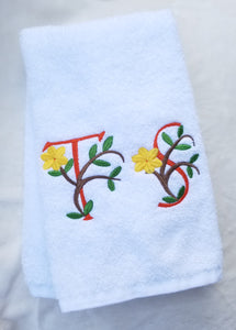 Embroidered Towel Custom Monogram White Kitchen Hand Towel