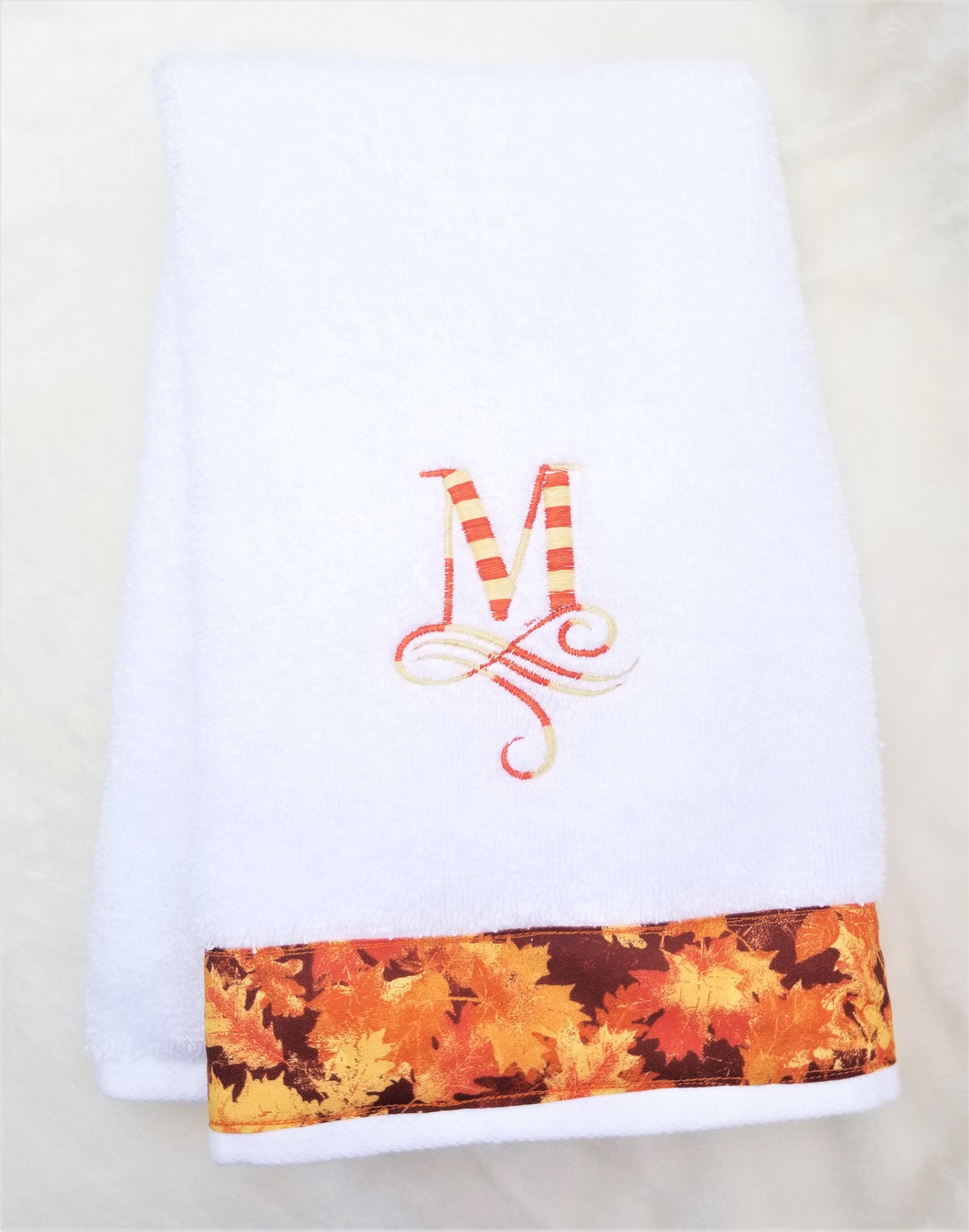 Hand Towel White Kitchen Custom Embroidered Monogram Towel Thanksgiving Special