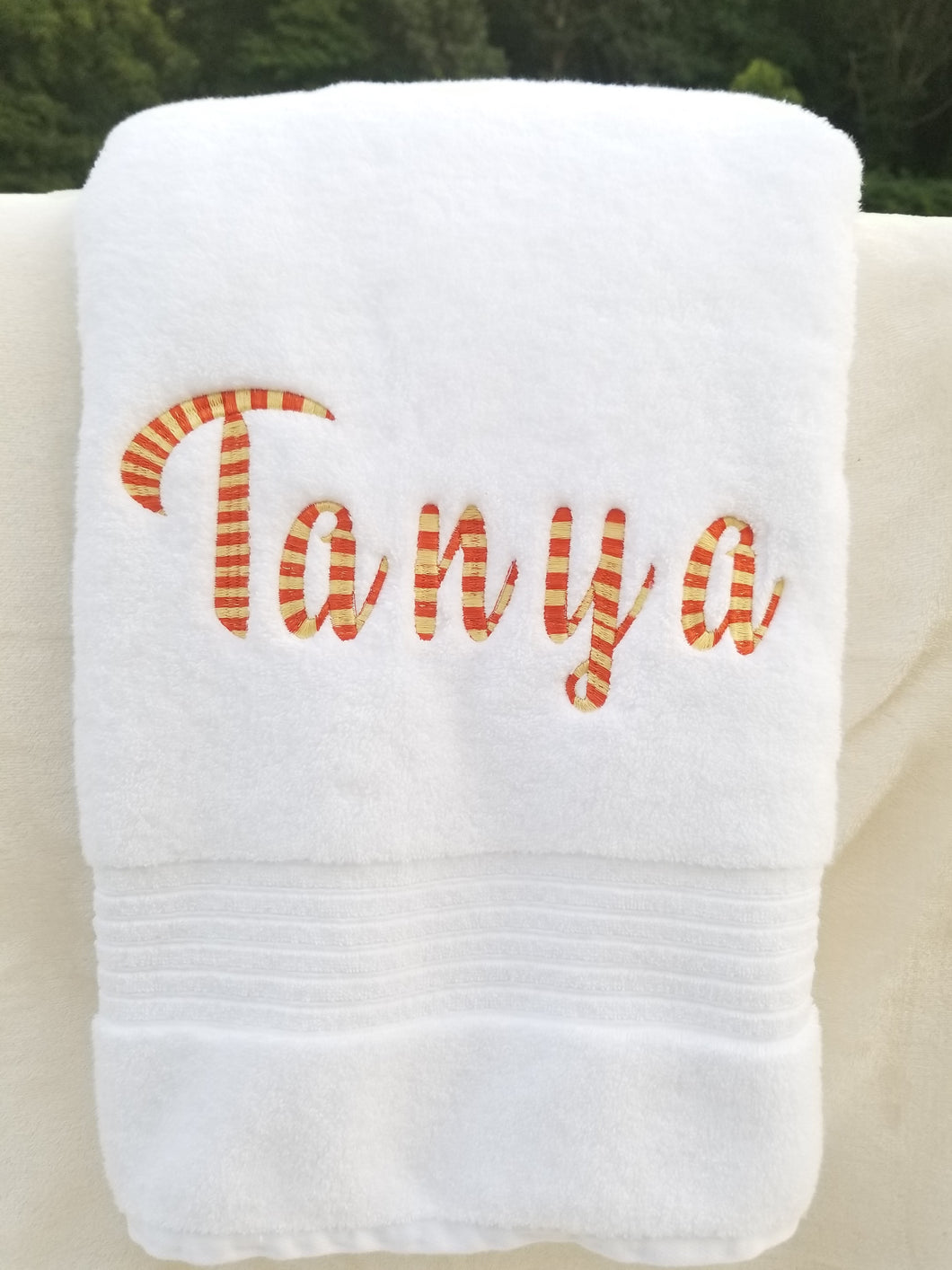 Bath Towel Monogram Name Custom Embroidered Personalized Towel