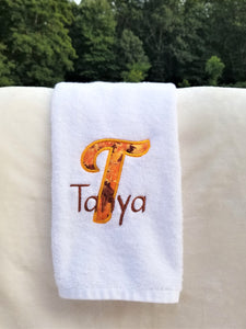 Embroidered Towel Monogram Personalized Custom Hand Towel