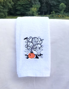 Halloween Hand Towel Custom Embroidered White Towel