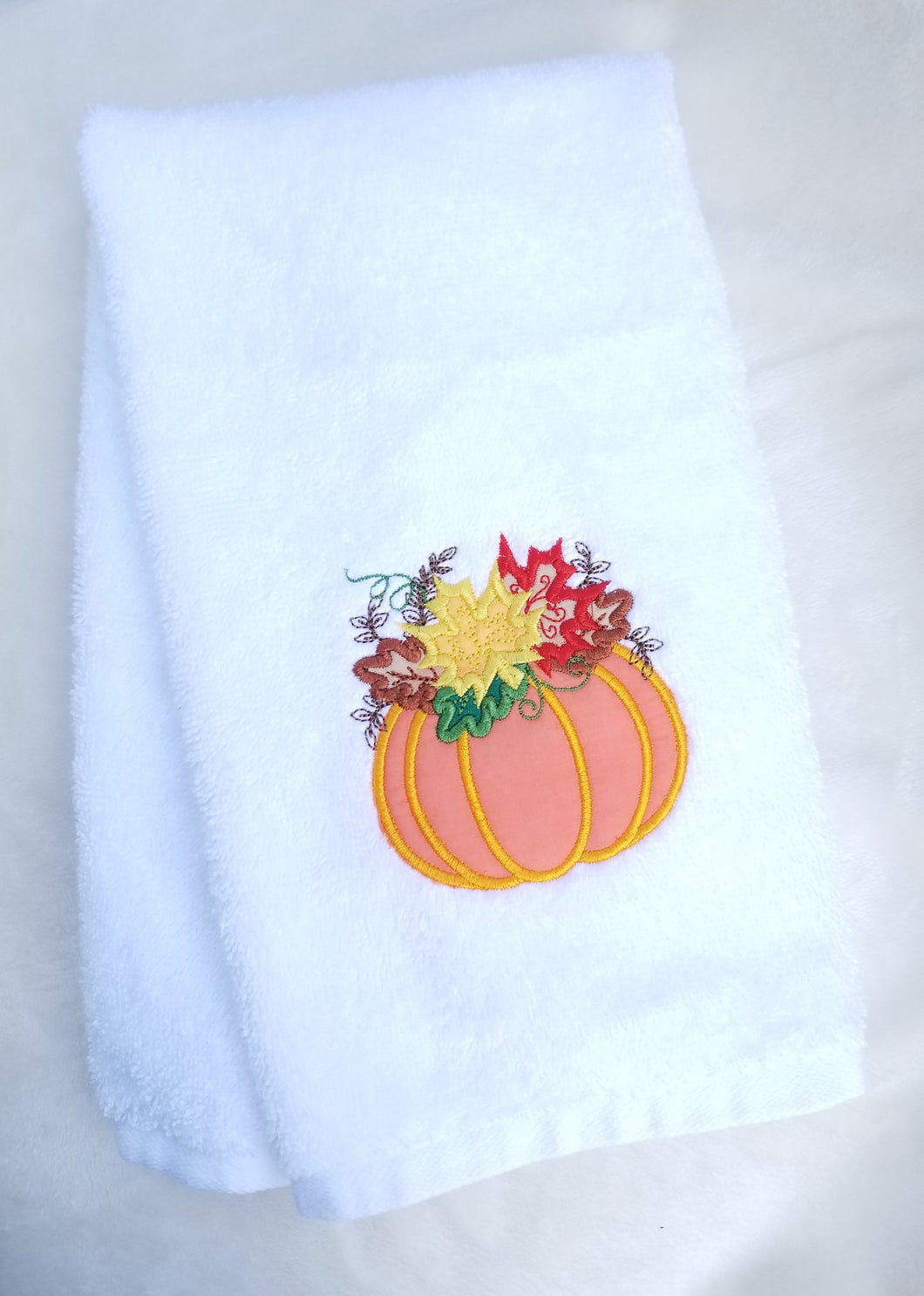 Halloween Thanksgiving Hand Towel Applique Embroidered White Towel