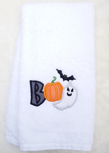 Halloween Hand Towel Applique Embroidered White Towel