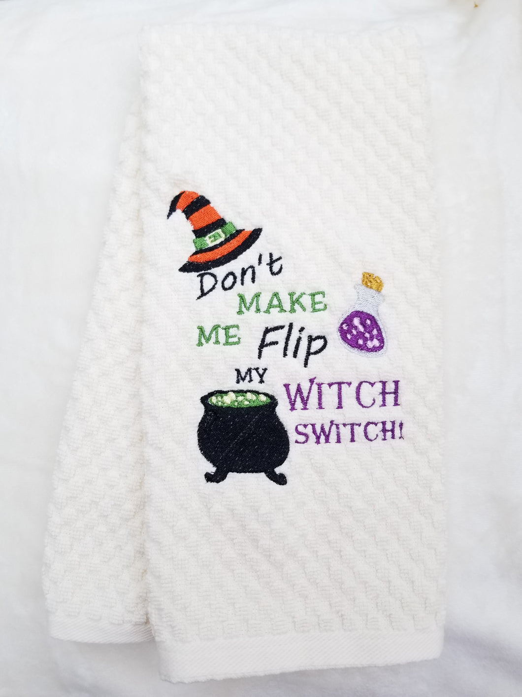 Hand Towel Halloween Embroidered Ivory Towel