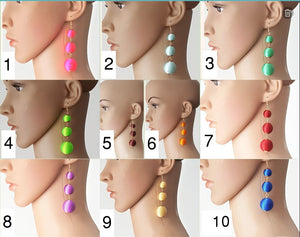 Bon Bon Earrings Silk Thread Ball Triple Tier Ball Drop Earring,Boho Chic Designer,Beach Jewelry,Statement Earring,Gift for Her - Urban Flair USA