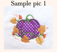 Load image into Gallery viewer, White Hand Towel Custom Embroidered Applique Pumpkin Kitchen Bath Towel