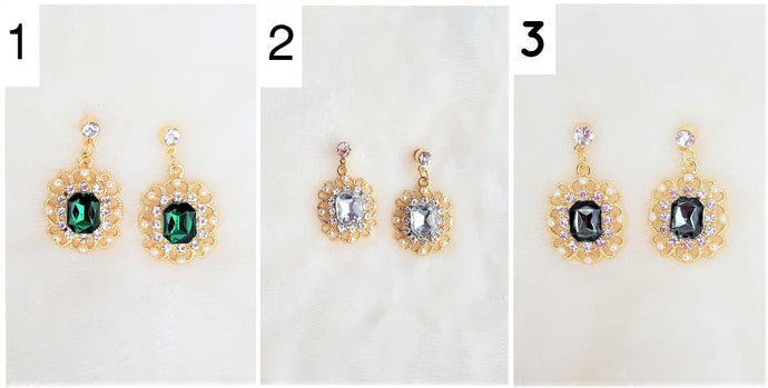 Earrings Cubic Zircon Crystal Rhinestone Pearl Square shaped, Wedding Jewelry, Party wear Earrings - Urban Flair USA