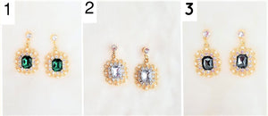 Earrings Cubic Zircon Crystal Rhinestone Pearl Square shaped, Wedding Jewelry, Party wear Earrings - Urban Flair USA