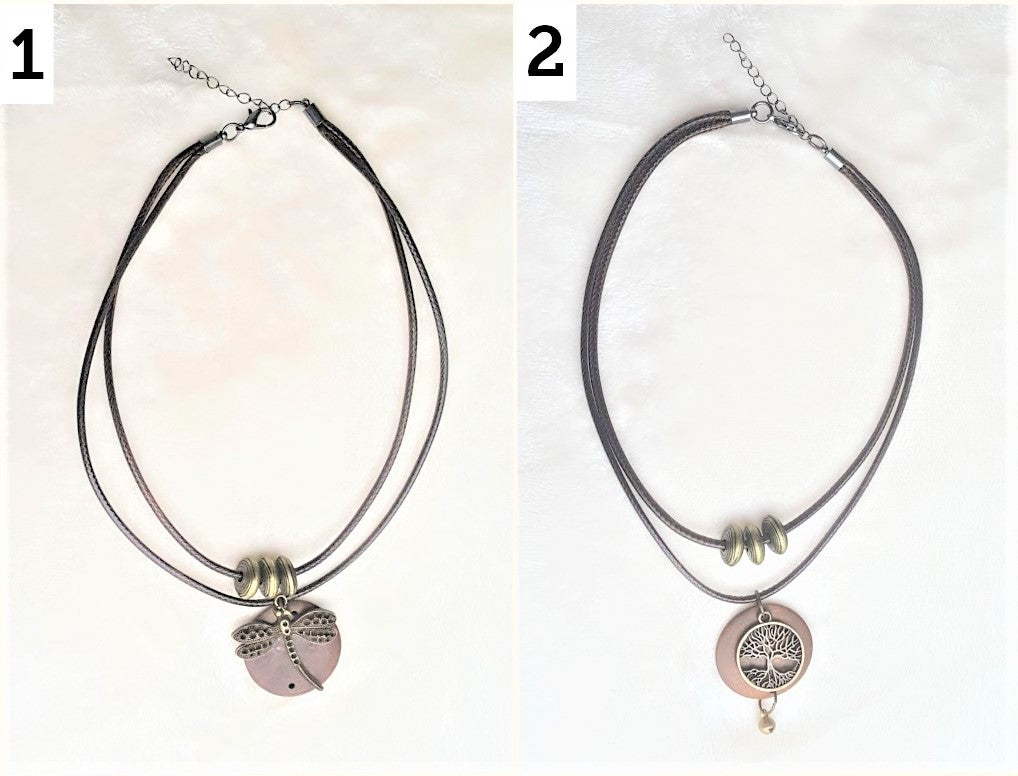 Choker Necklace Vintage with Wooden & Antique Gold Pendant - Urban Flair USA
