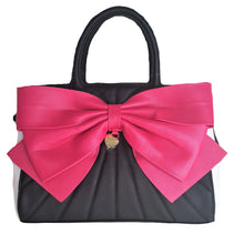 Load image into Gallery viewer, Betsey Johnson Black White Handbag - Pink Bow - Urban Flair USA