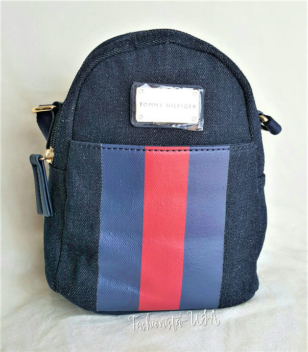 TOMMY HILFIGER NAVY BLUE JEANS Backpack style MINI X-body Bag -Retail $75 - Urban Flair USA