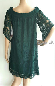 Women's Off Shoulder Lace Dress Size XL Dark green by Trixxi - Urban Flair USA