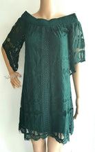 Load image into Gallery viewer, Women&#39;s Off Shoulder Lace Dress Size XL Dark green by Trixxi - Urban Flair USA