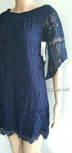 Load image into Gallery viewer, Women&#39;s Off Shoulder Lace Dress Size S, M Navy Blue by Trixxi - Urban Flair USA