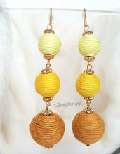 Load image into Gallery viewer, Les Bon Bon Ball Triple Tier Drop Dangle Earrings,Boho Chic Designer, Beach Jewelry Earrings, Statement Earring, Gift for Her - Urban Flair USA