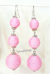 Bon Bon Earrings Ball Triple Tier Drop Dangle Earrings,Pink Boho Chic Designer Jewelry Earrings,Statement Earring, Gift for Her - Urban Flair USA