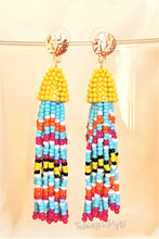 Load image into Gallery viewer, Multicolored Beaded Tassel Gold Stud Earring,Drop Dangle Earring, Statement Earring, Gift for Her - Urban Flair USA