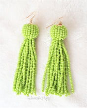 Load image into Gallery viewer, Beaded Tassel Earring Lime Green Drop Dangle with Fish Hook, Boho Chic Jewelry Earrings,Statement Earring, Gift for Her - Urban Flair USA
