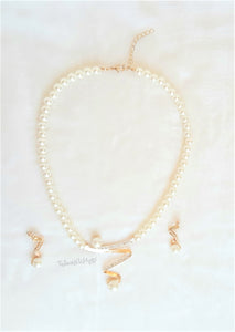 Faux Pearl Necklace and Earrings Set - Urban Flair USA