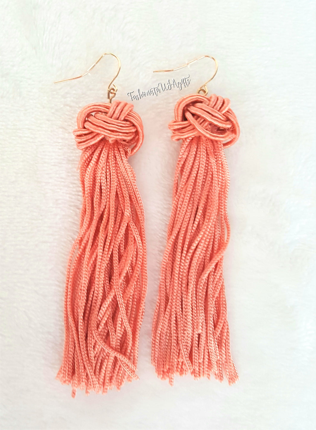 Earrings Knotted Tassel Coral, Boho Earrings, Beach Earrings, Chic Fashion Earrings, Statement Earring, Gifts for Her - Urban Flair USA