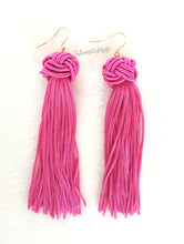 Load image into Gallery viewer, Earrings Knotted Tassel Fushia, Boho Earrings, Beach Earrings, Chic Fashion Earrings, Statement Earring, Gifts for Her - Urban Flair USA
