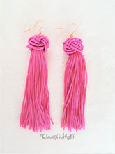 Load image into Gallery viewer, Earrings Knotted Tassel Fushia, Boho Earrings, Beach Earrings, Chic Fashion Earrings, Statement Earring, Gifts for Her - Urban Flair USA