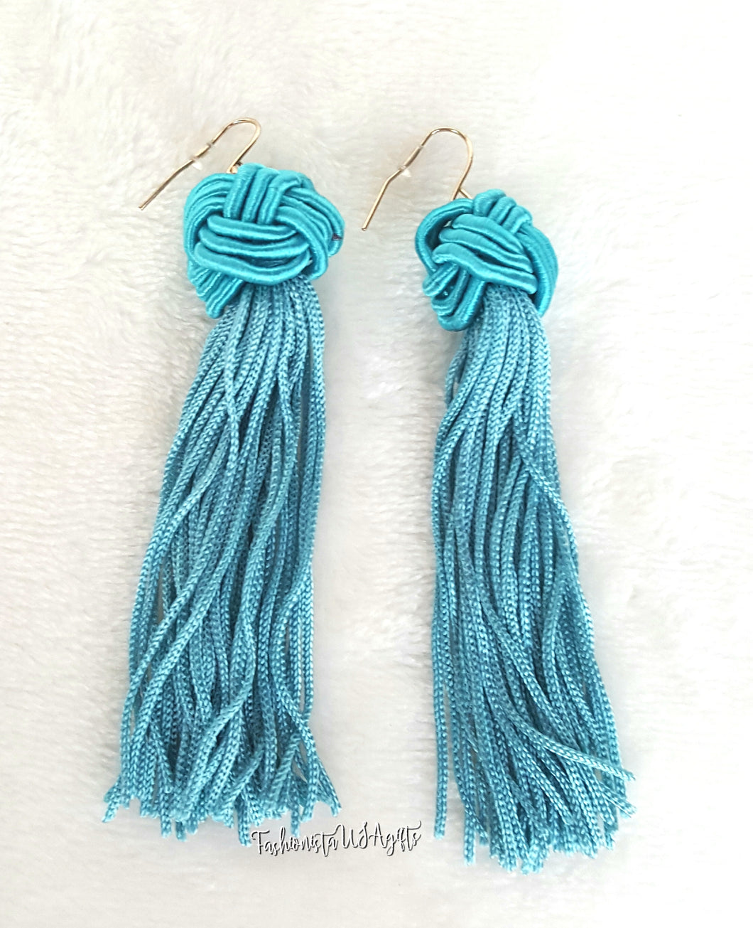 Earrings Knotted Tassel Turquoise, Boho Earrings, Beach Earrings, Chic Fashion Earrings, Statement Earring, Turquoise Jewery,Gifts for Her - Urban Flair USA