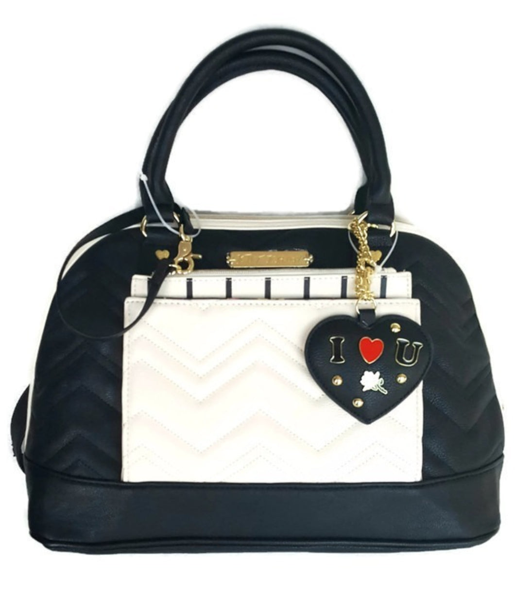Betsey Johnson DOME WITH POUCH - BLACK / CREAM - Urban Flair USA
