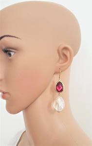 Vintage Crystal Teardrop Earring Pink/Mirror Clear Crystal Antique Gold tone Metal - Urban Flair USA