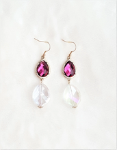 Load image into Gallery viewer, Vintage Crystal Teardrop Earring Pink/Mirror Clear Crystal Antique Gold tone Metal - Urban Flair USA