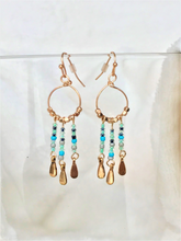 Load image into Gallery viewer, Blue Beads Gold tone beaded Hoop Earrings, Dangle Drop Earrings - Urban Flair USA